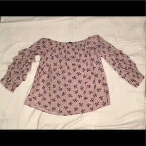 Floral off the shoulder top with balloon sleeves